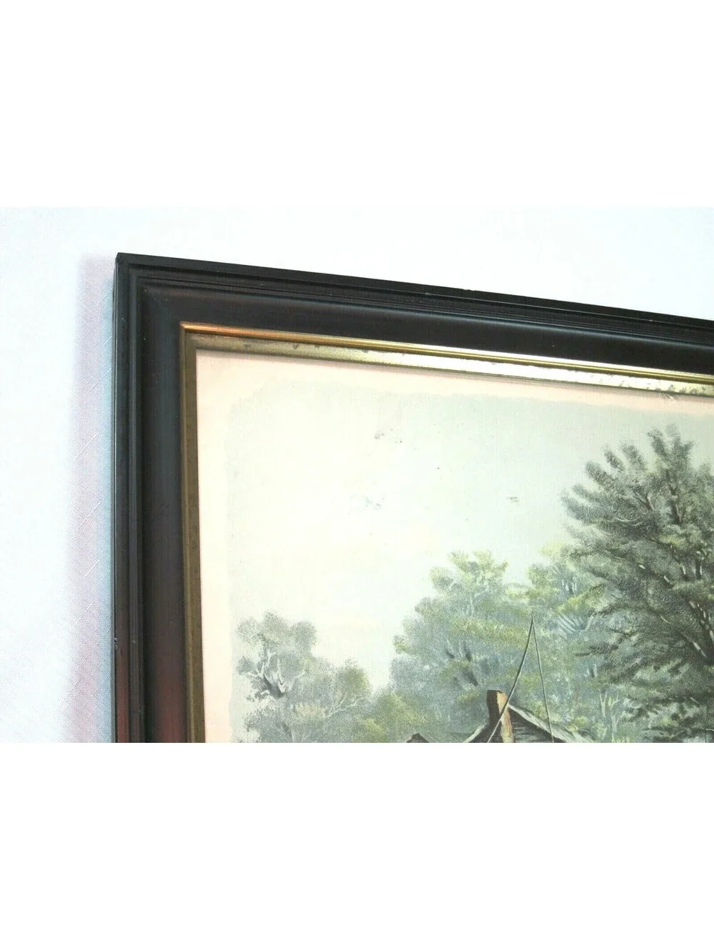 Antique 1897 Hoover Chromolithograph Art Print Old Oaken Bucket 23x19 Framed